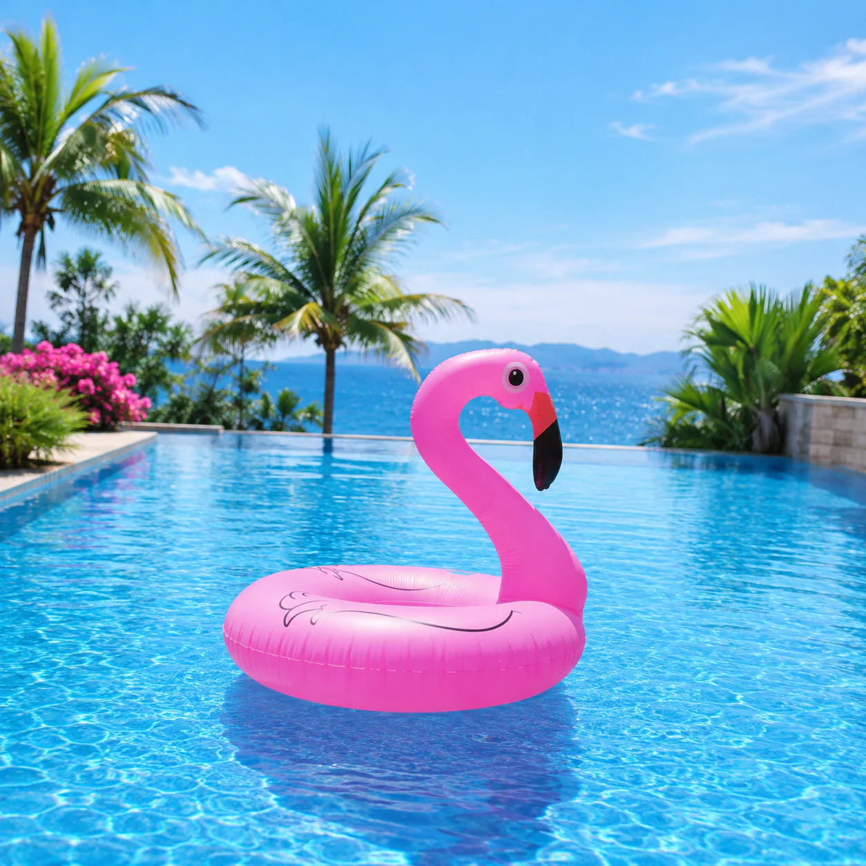 Anneau gonflable lumineux Flamant rose pour piscine - CT258 - Image 2