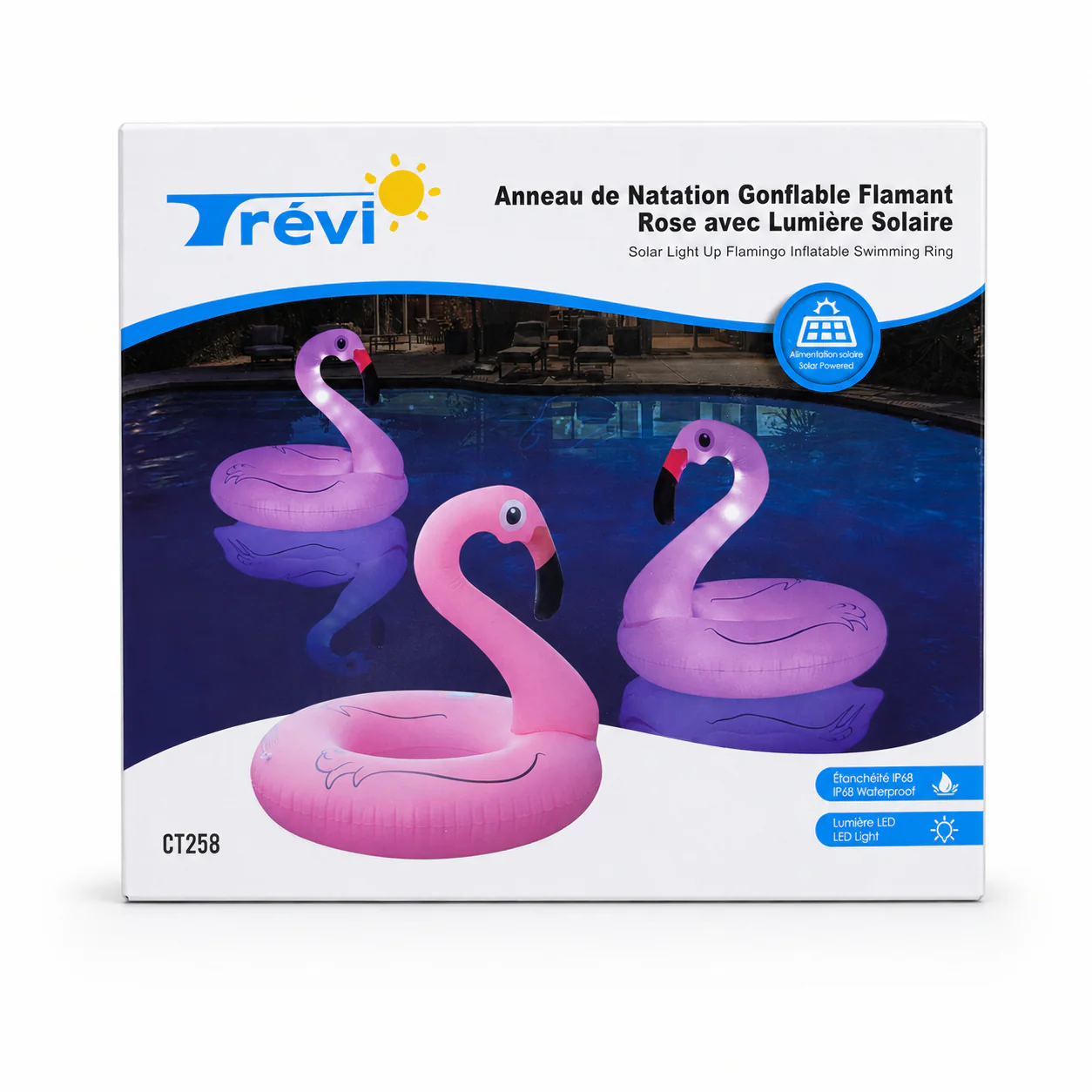 Anneau gonflable lumineux Flamant rose pour piscine - CT258 - Image 3