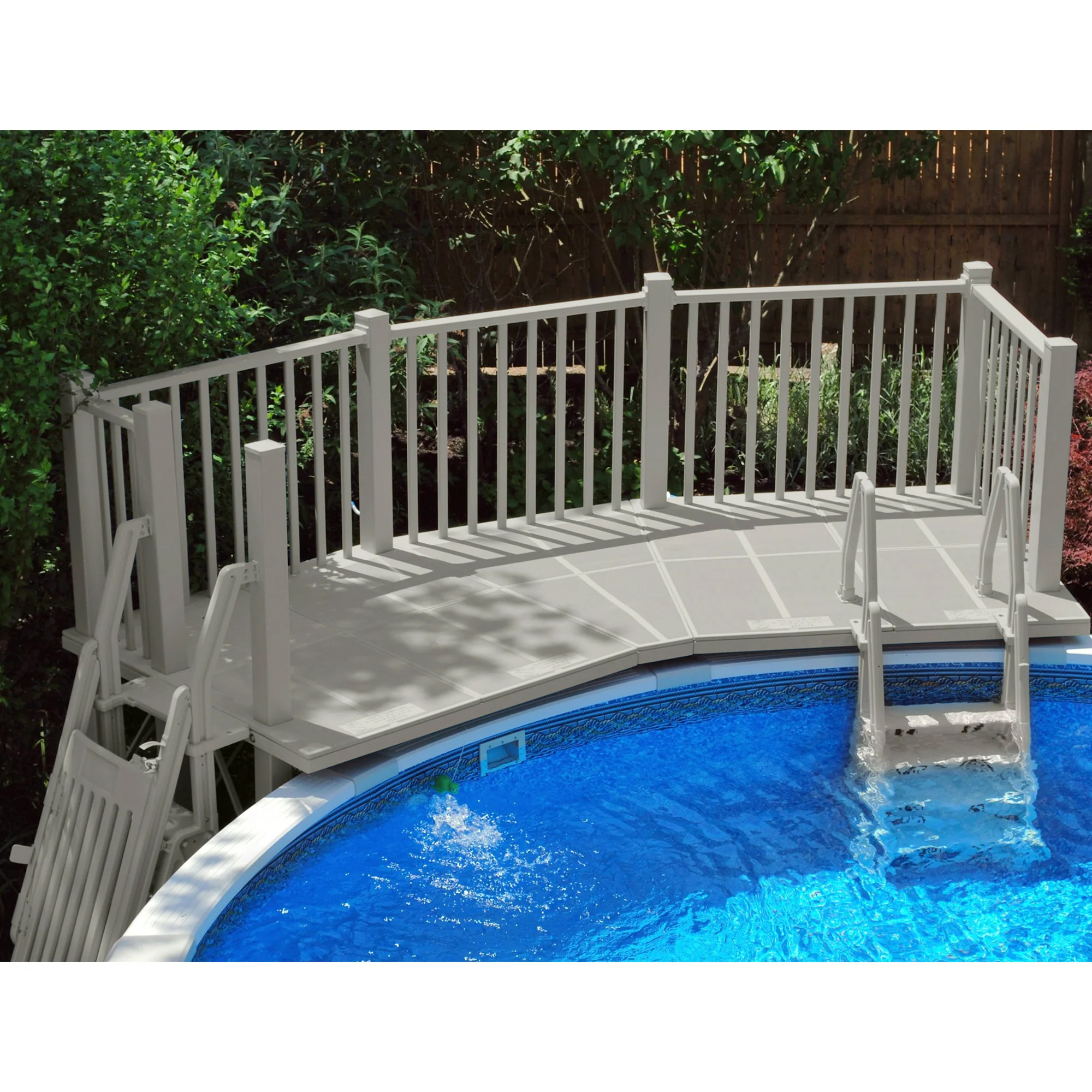 Ensemble de terrasse en résine gris pour piscine hors terre - Image 3