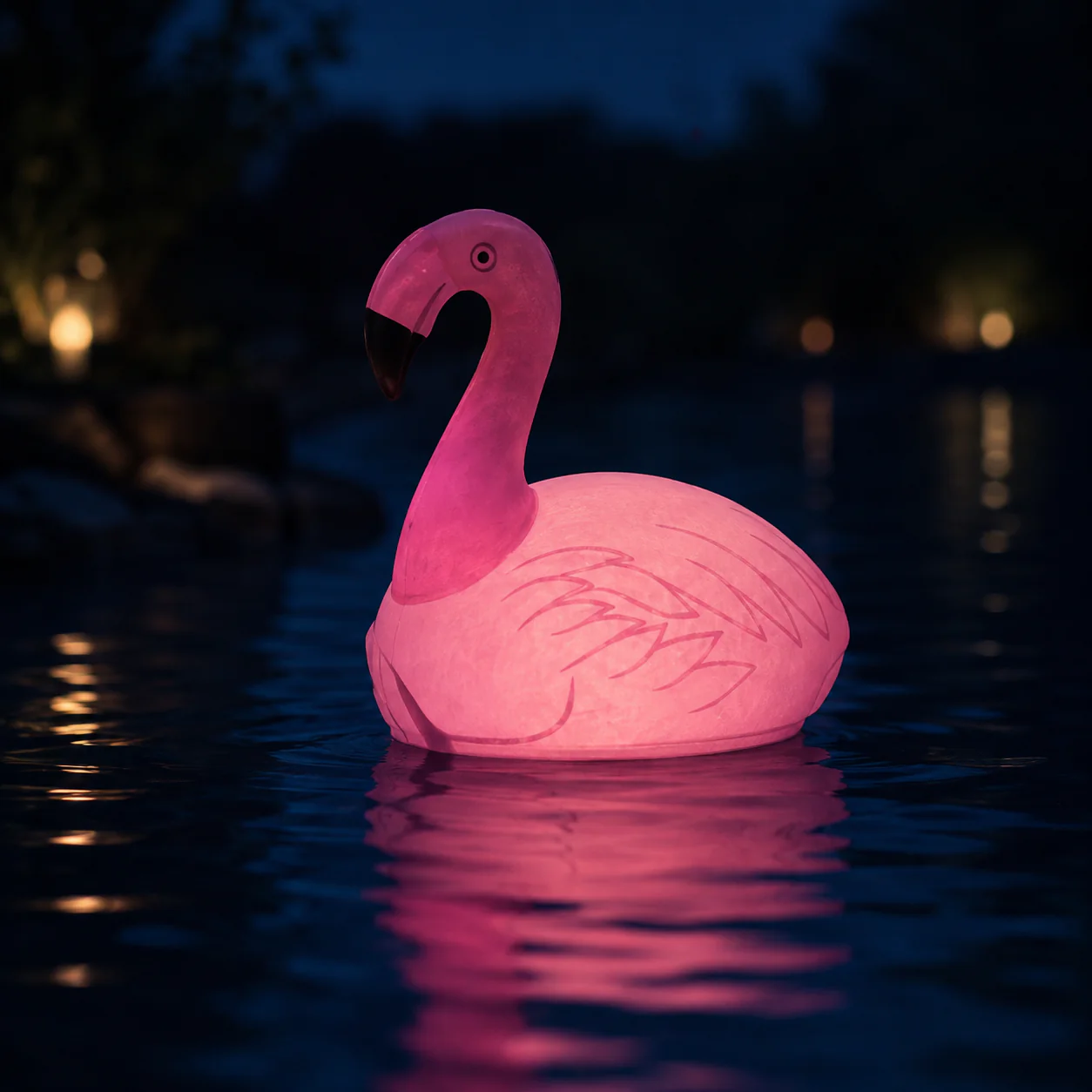 Lampe solaire gonflable flamant pour piscine et spa - CT212FG - Image 3